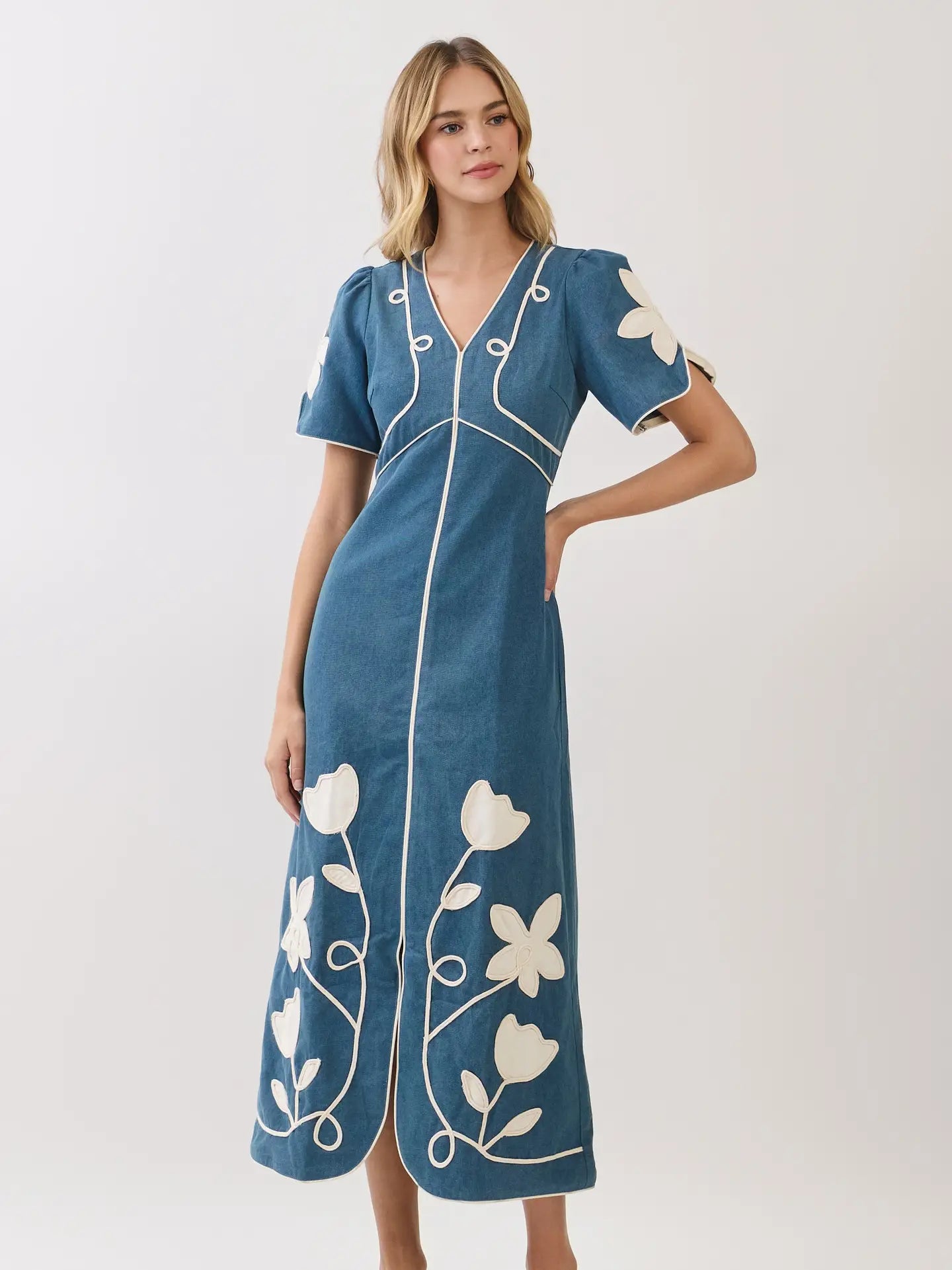 Delilah Denim Petal Midi Dress