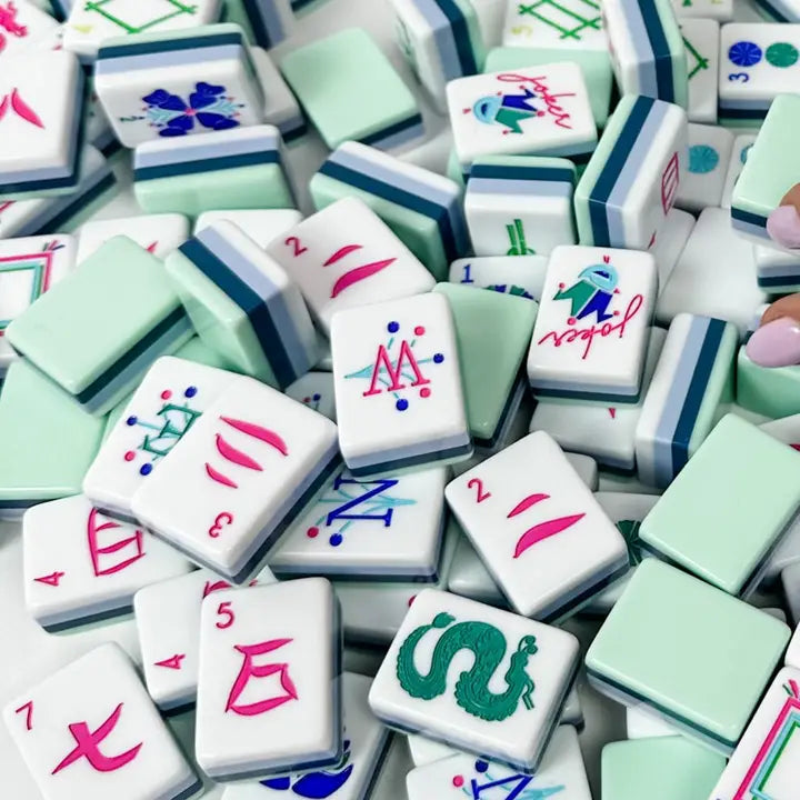 Mahjong Complet En Valisette – Jeu Multicolore, 4 Joueurs, Plastique
