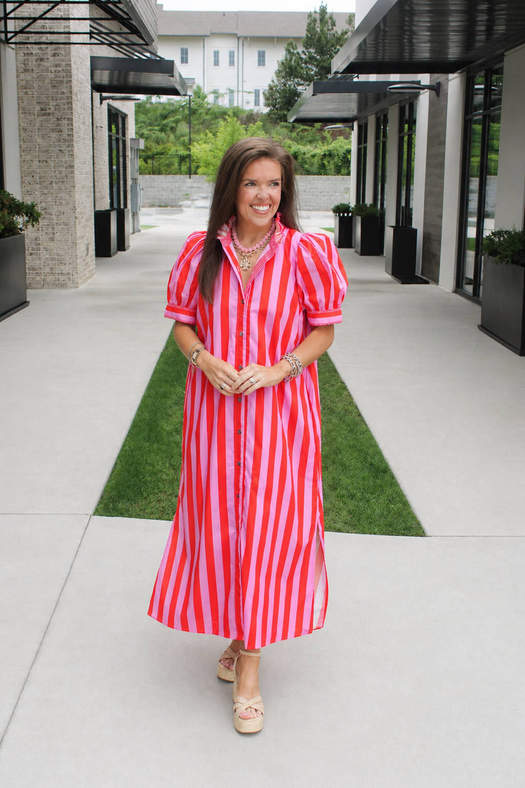 red and white vertical striped dress Red + White Striped Dress  South and Main Boutique