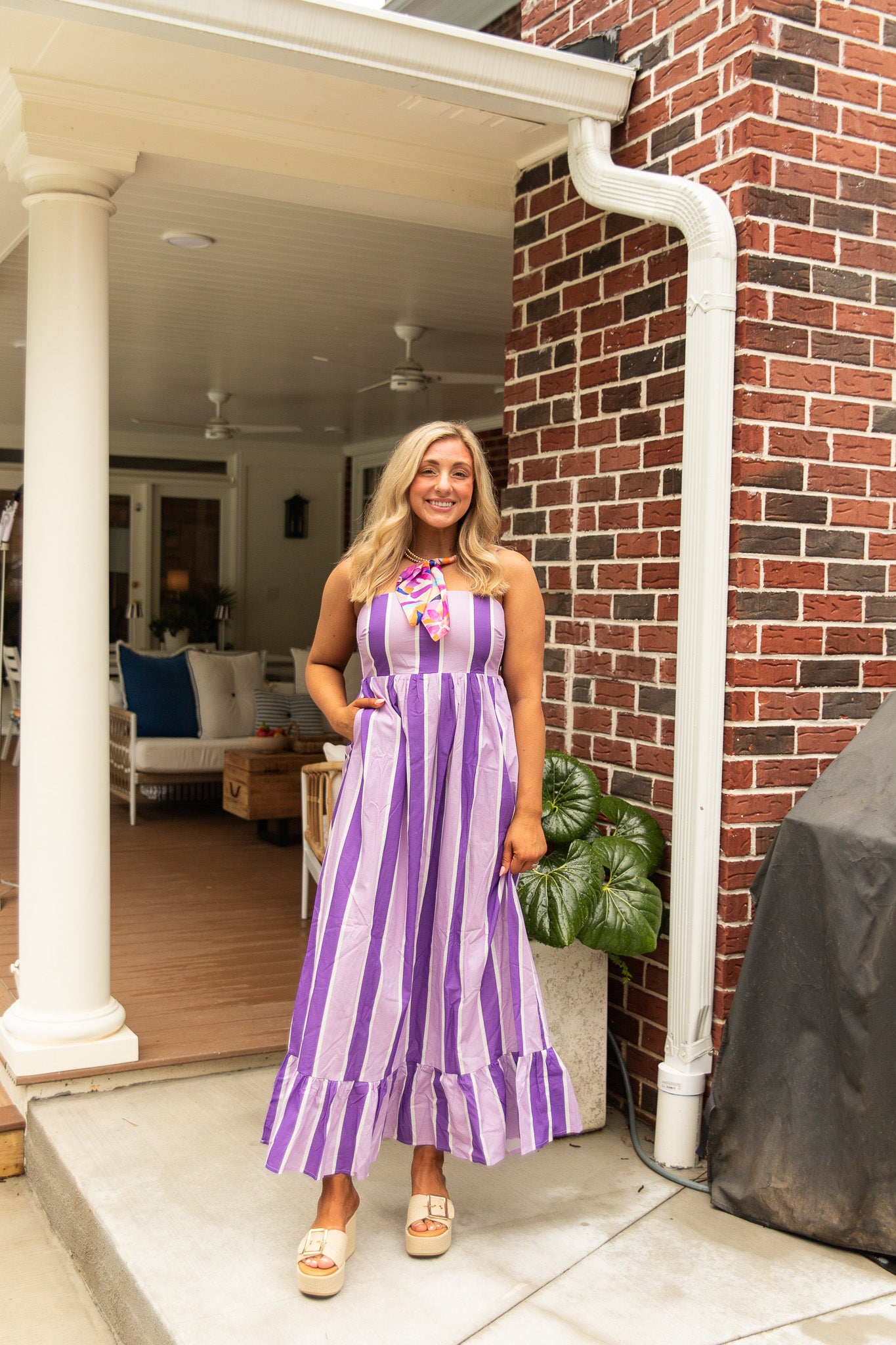 purple striped maxi dress Line & Dot Andi Maxi Dress | Purple/Stripe | Size XS