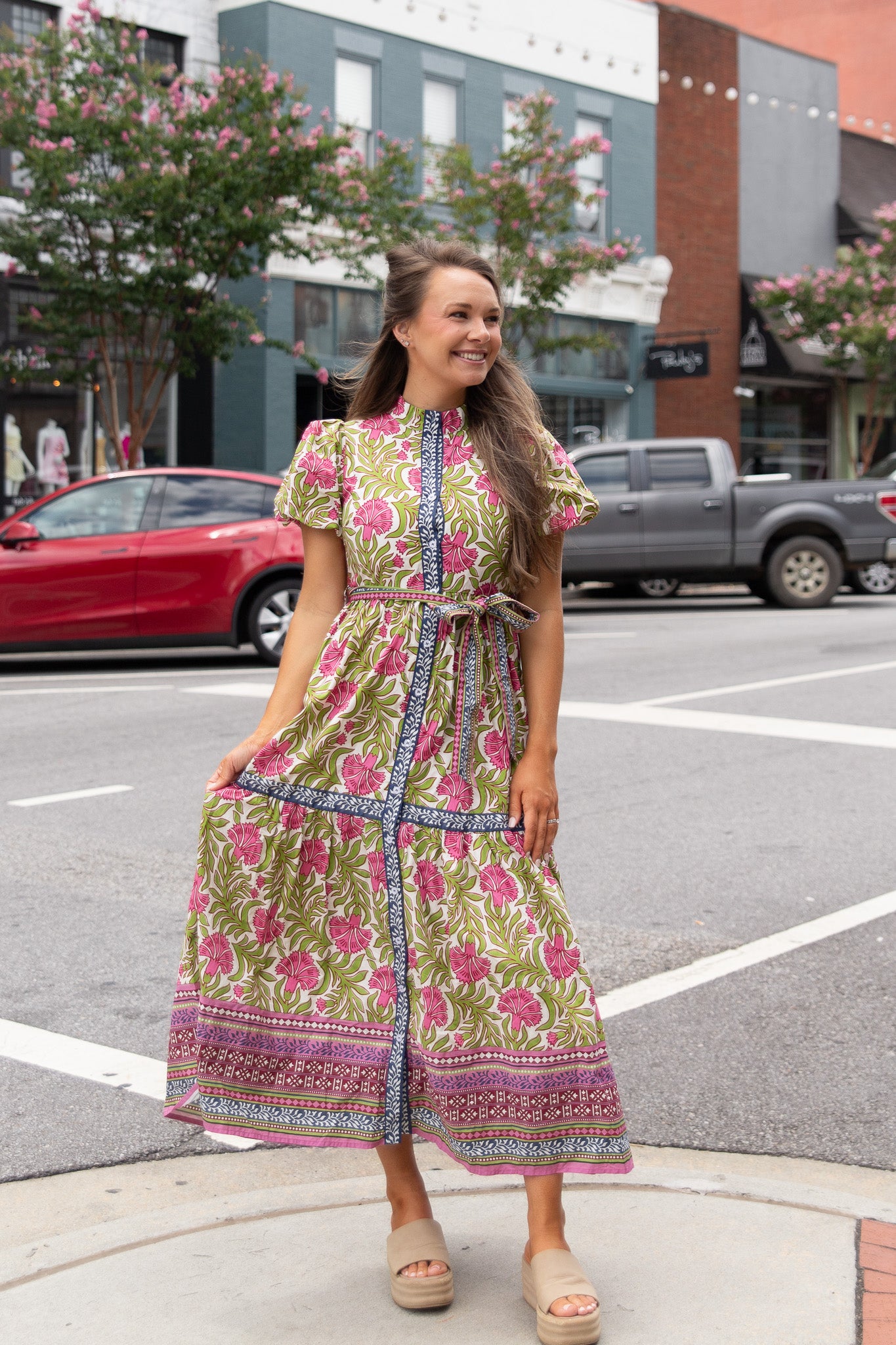 fitted floral maxi dress Verdantia Color:As pictured(Blue) ANWND Clothing : Maxi Dresses The dress features an