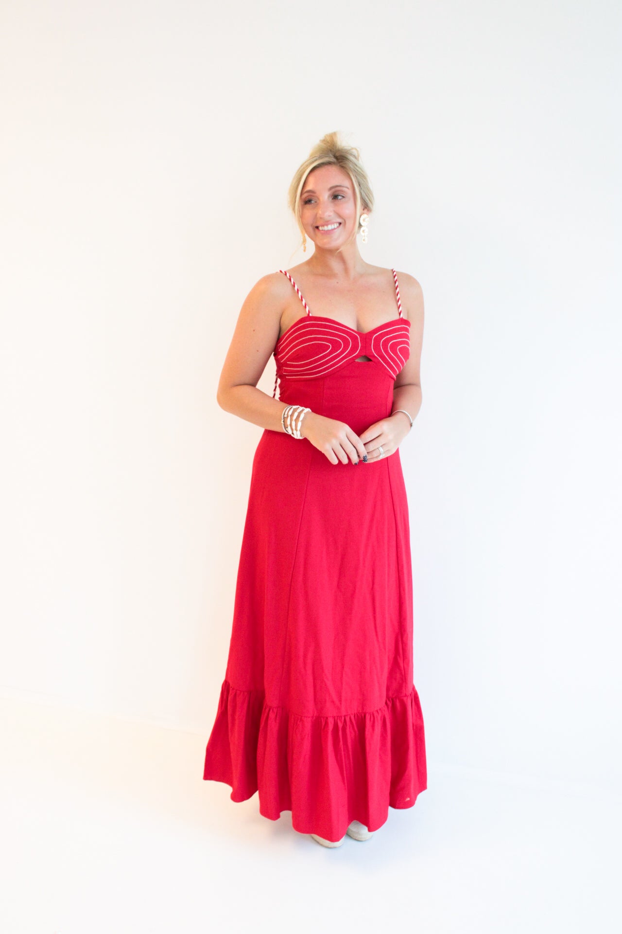 Deanna Corset Maxi Dress Red / M