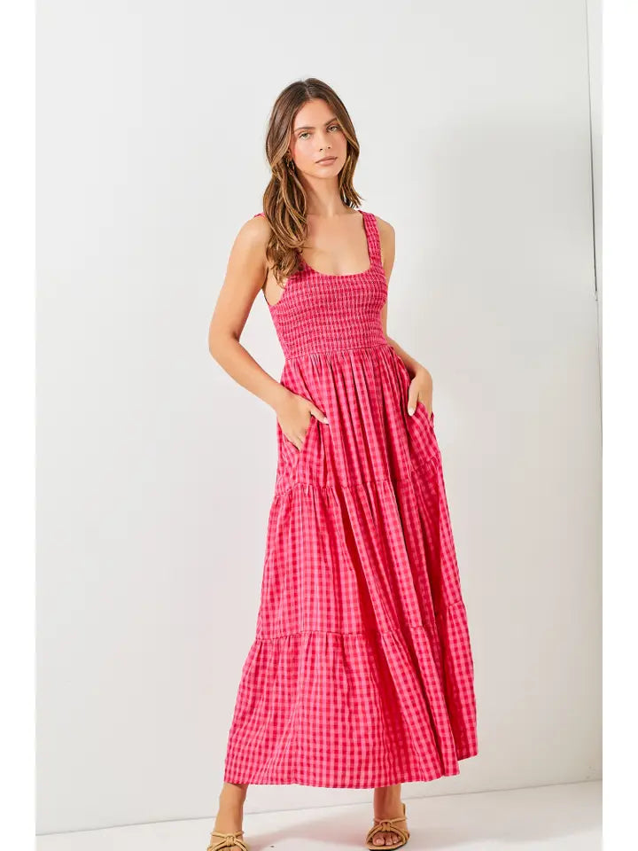 smocked bodice maxi dress Baltic Born Womens Lenora Smocked Dotted Maxi Dress | Dusty Blue