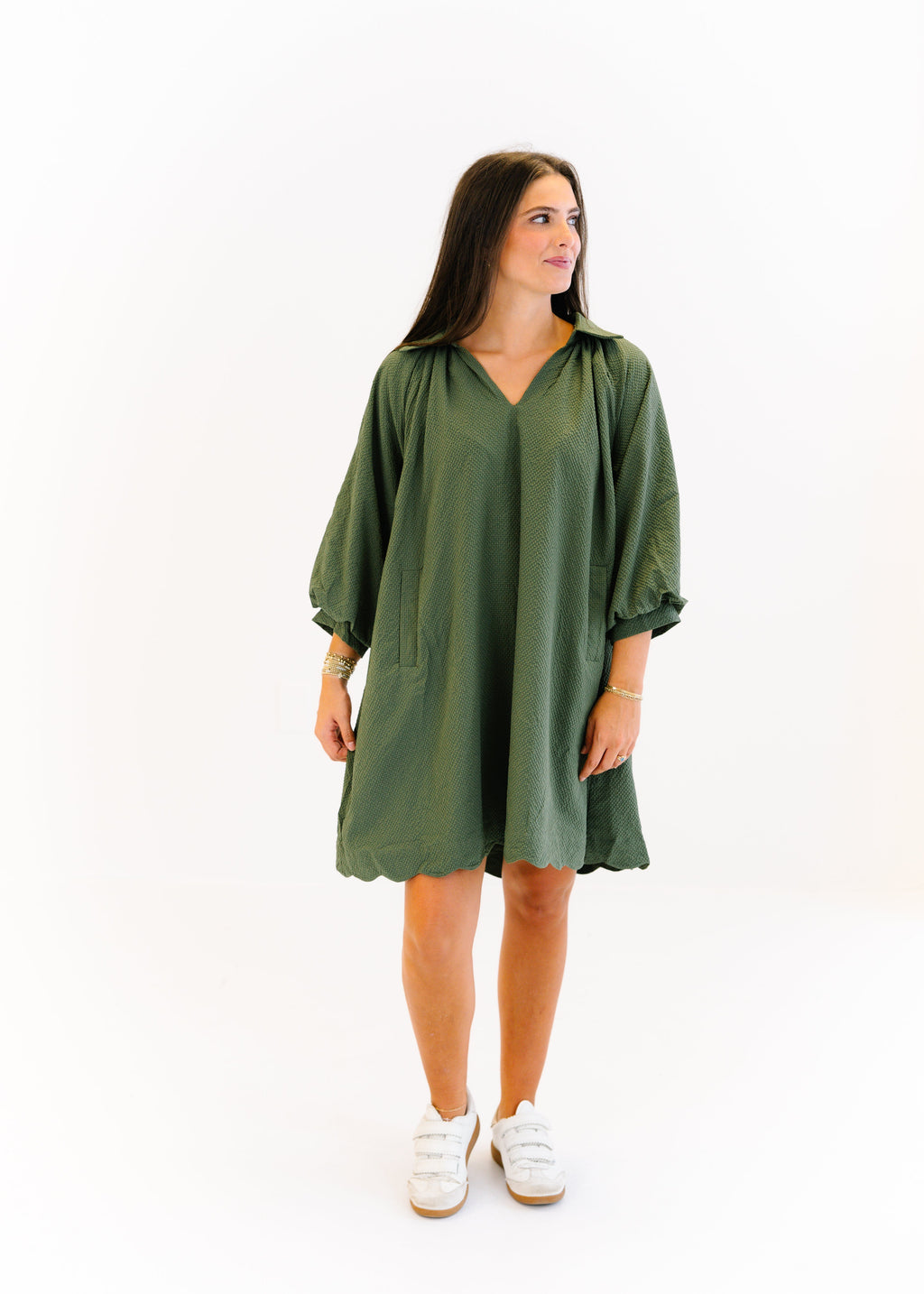 Lydia Scallop Hem Tunic Dress