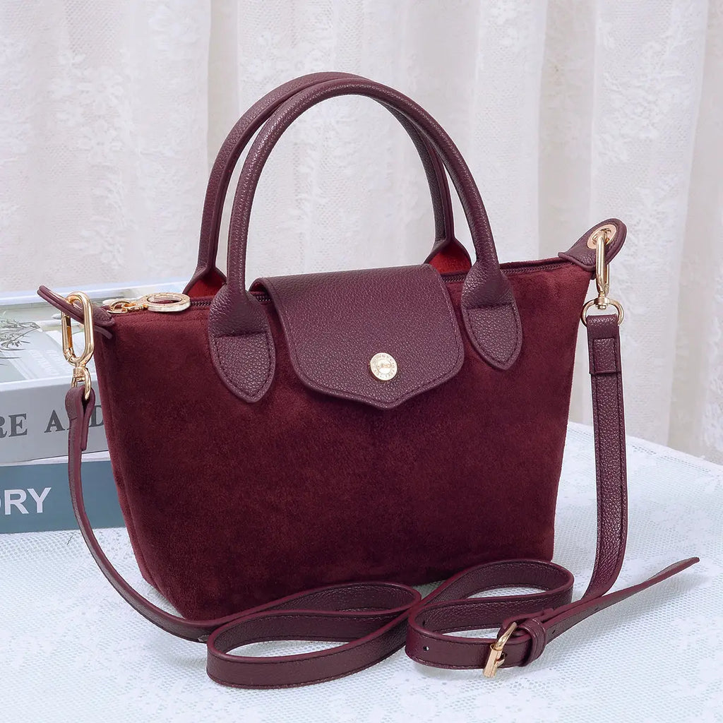 Britney Suede Double Handle Crossbody Bag