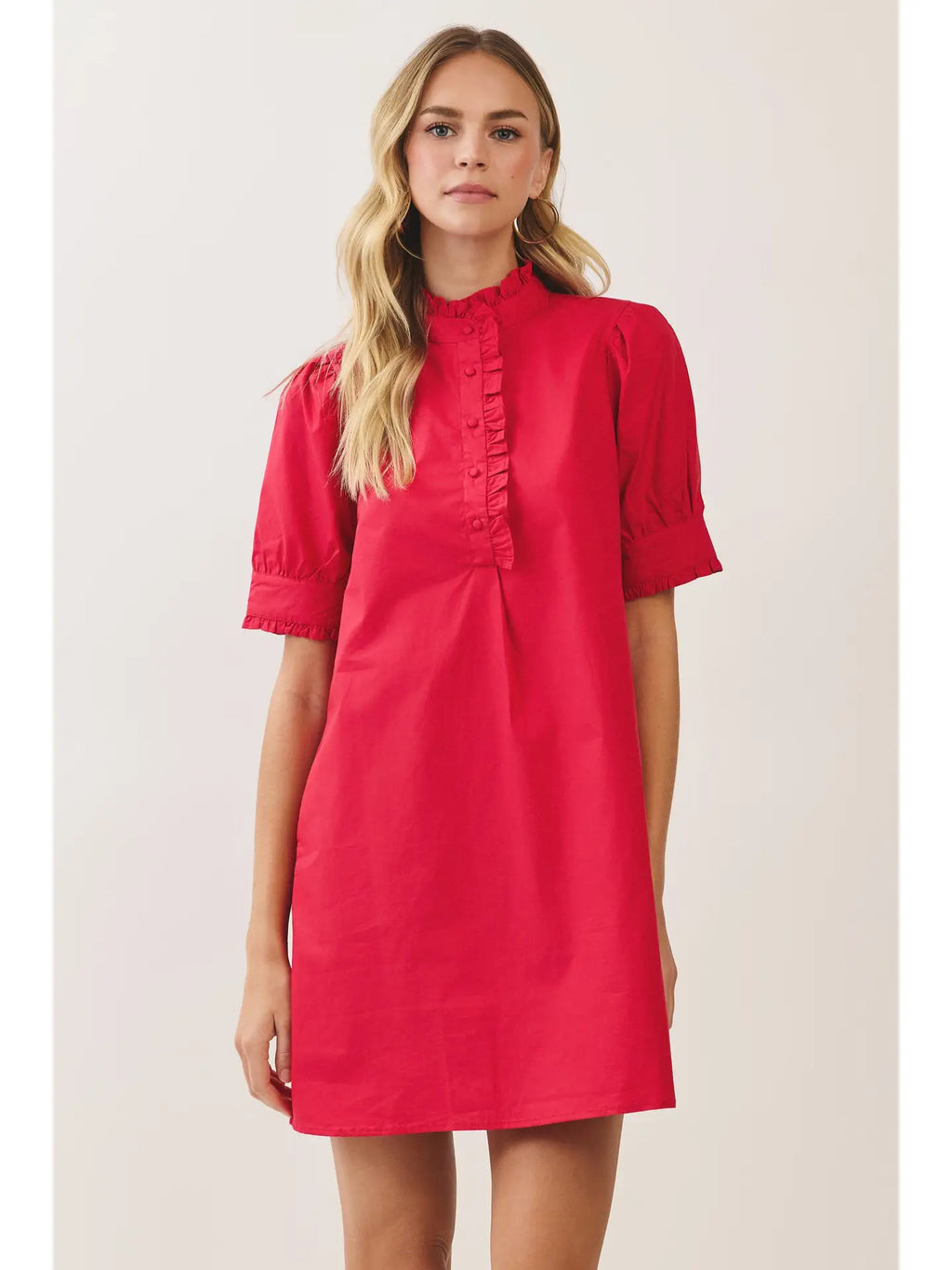 Rosa Ruffle Trim Puff Sleeve Mini Dress