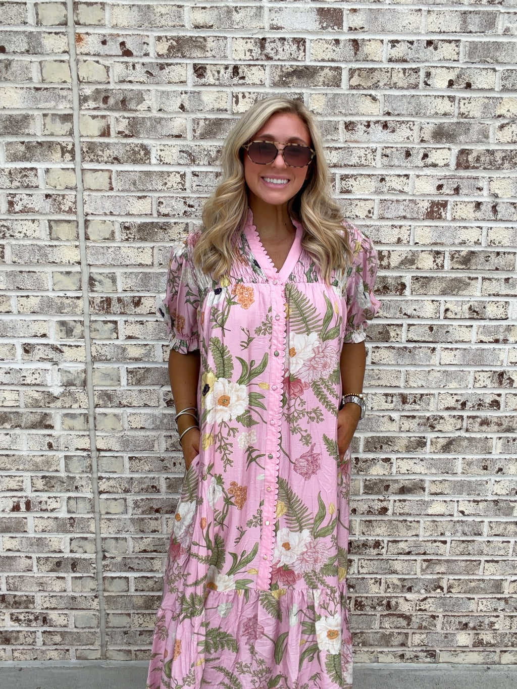 Eden Bloom Button Front Midi Dress