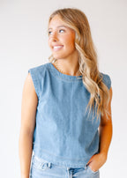 Boxy Sleeveless Denim Top