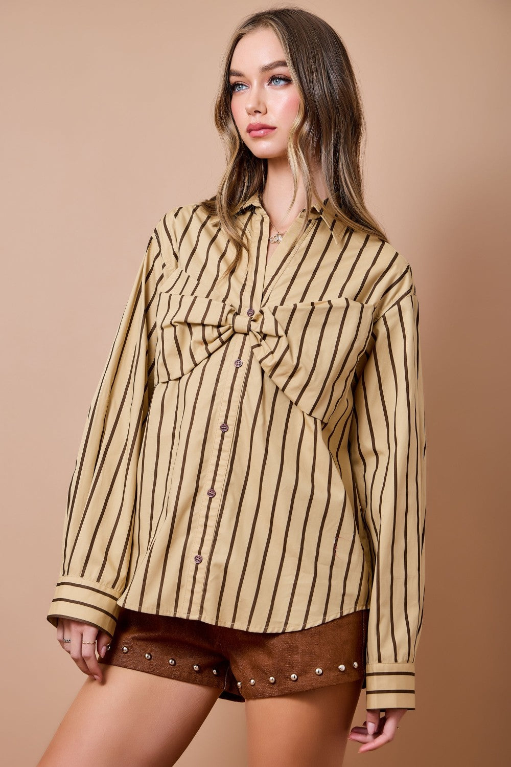 Annie Striped Bow Detail Top
