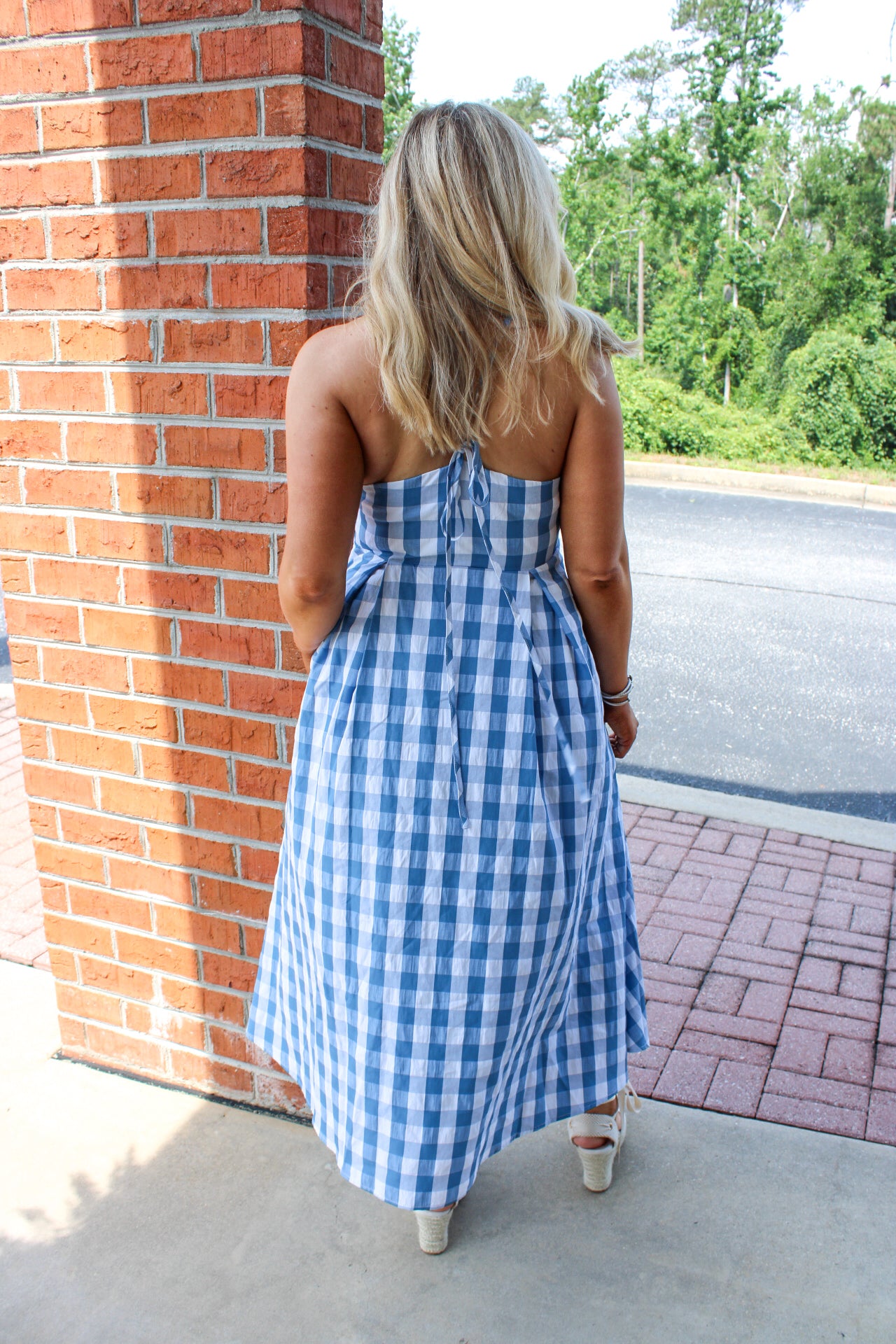 Brooks Bow Front Gingham Midi Dress
