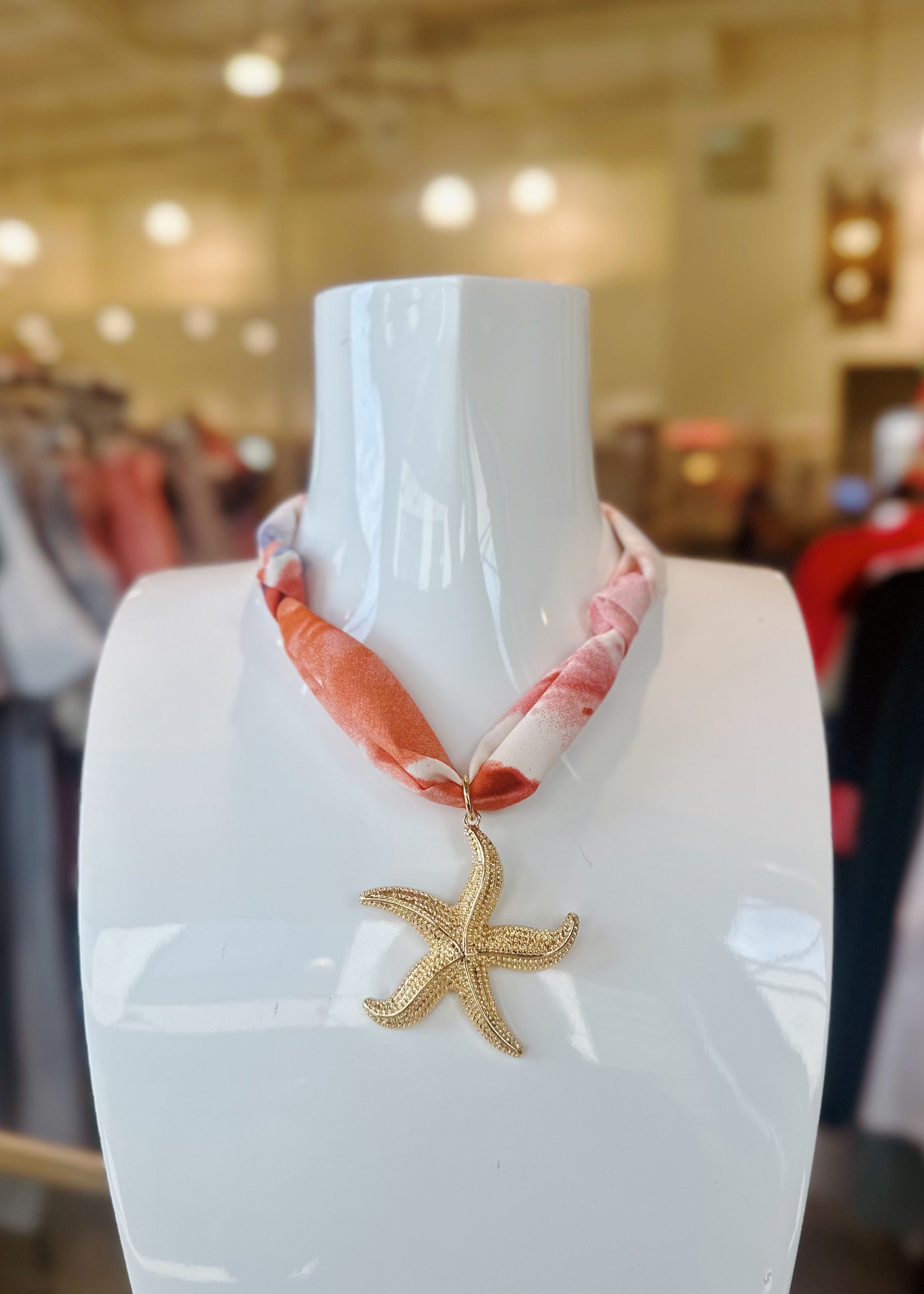 Starfish Pendant Scarf Necklace