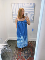 Shoreline Watercolor Eyelet Dress