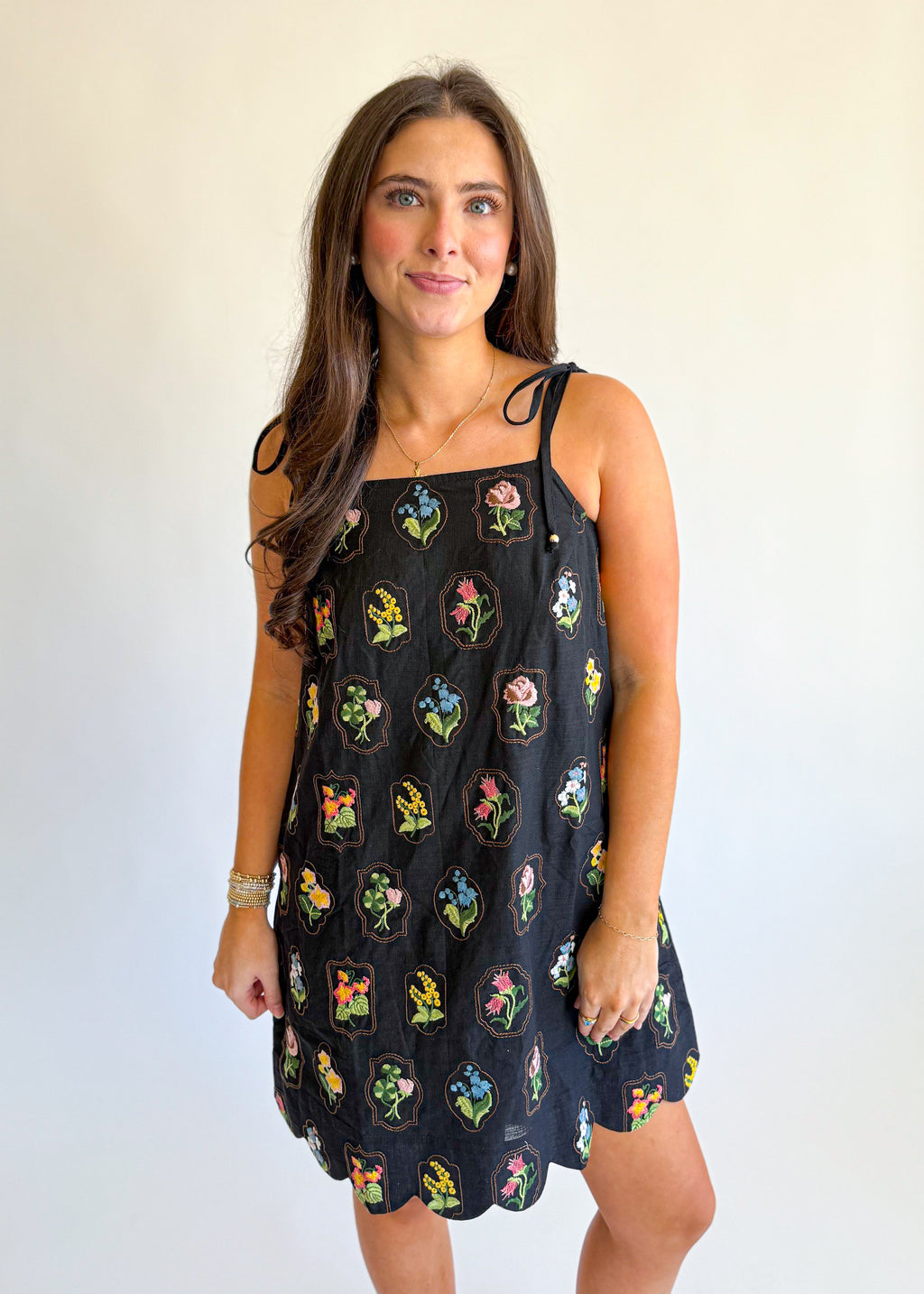 Printed Tie Strap Mini Dress