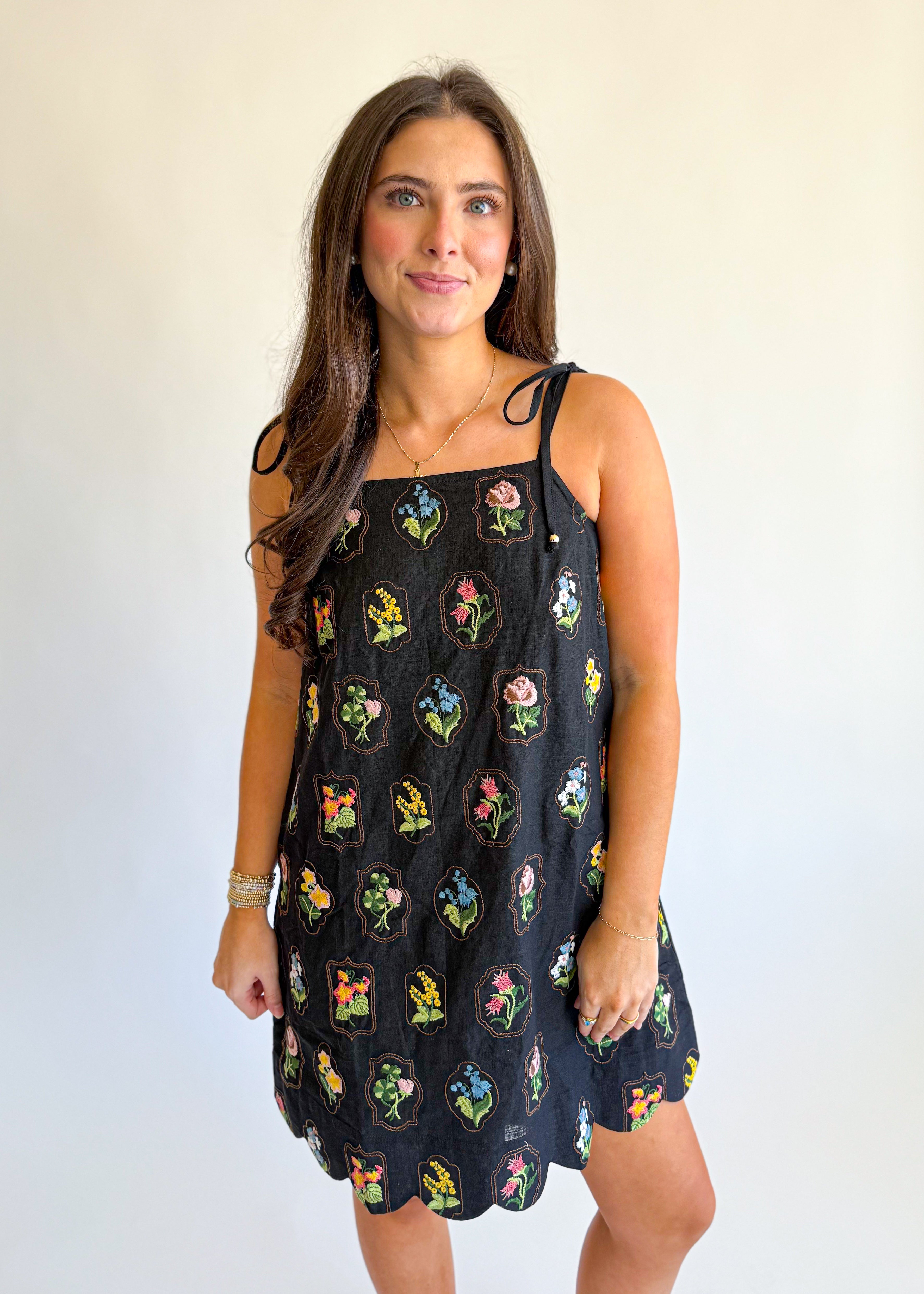 Printed Tie Strap Mini Dress