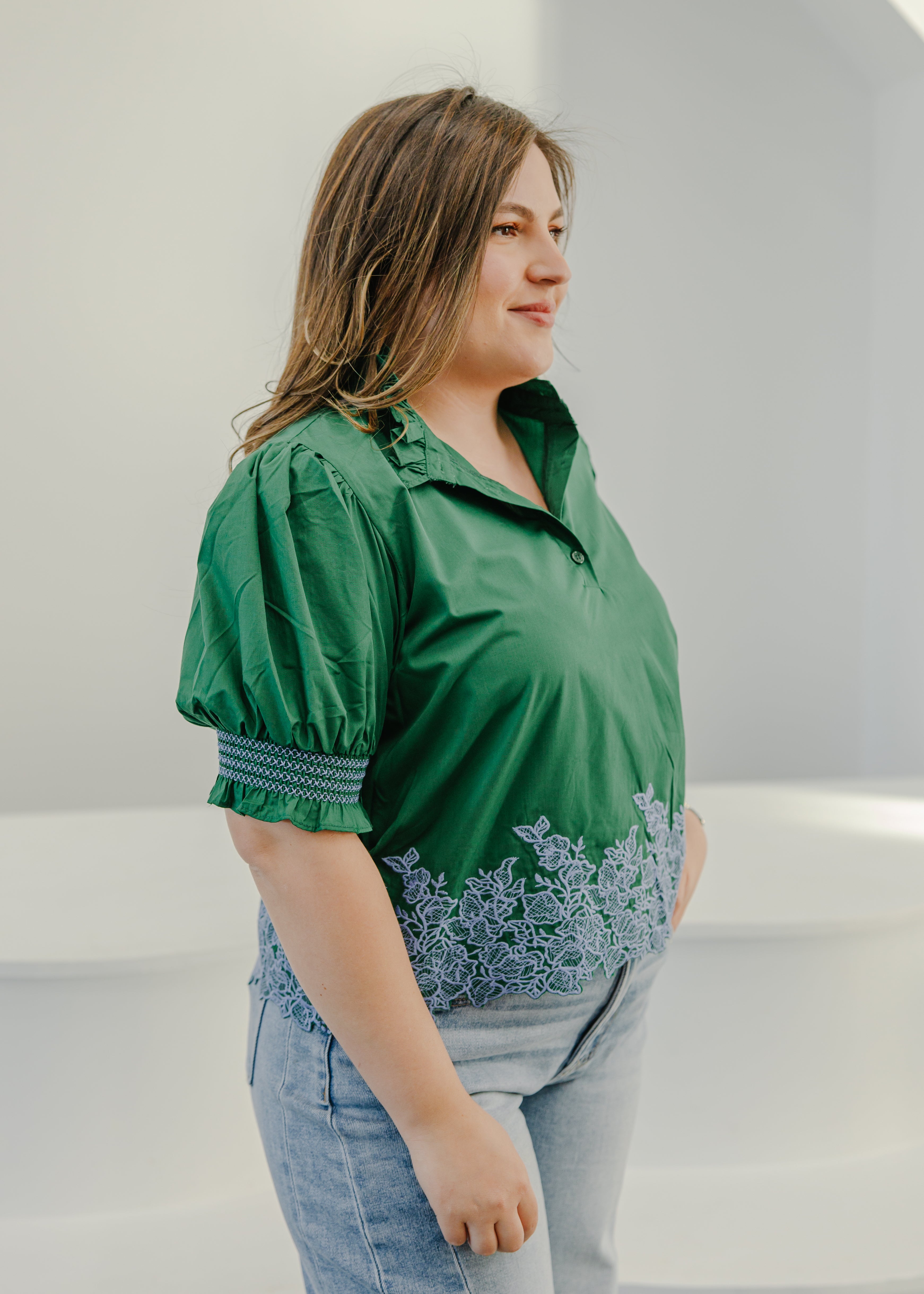 Blair Floral Hem Puff Sleeve Top