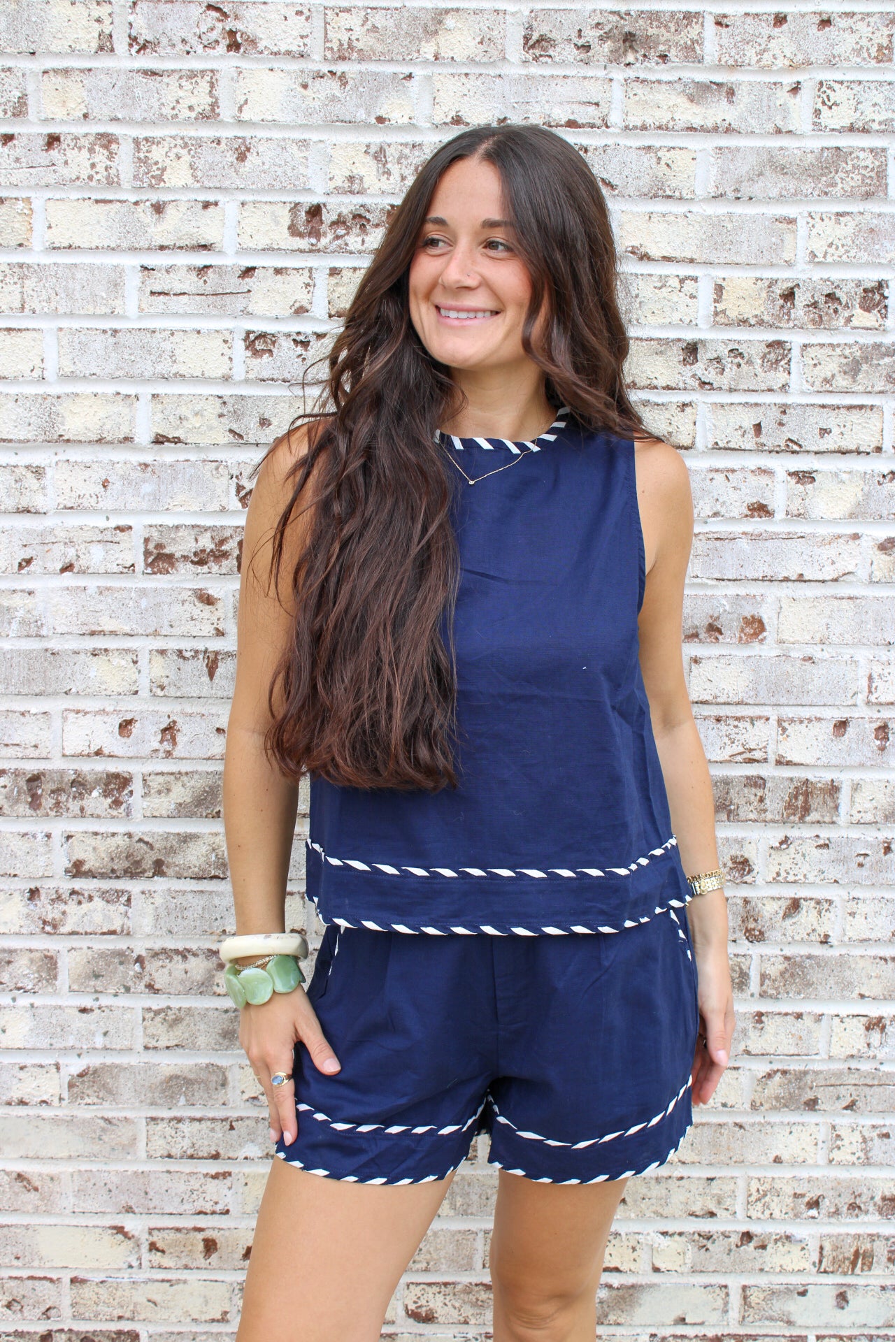 Nora Nautical Trim Top