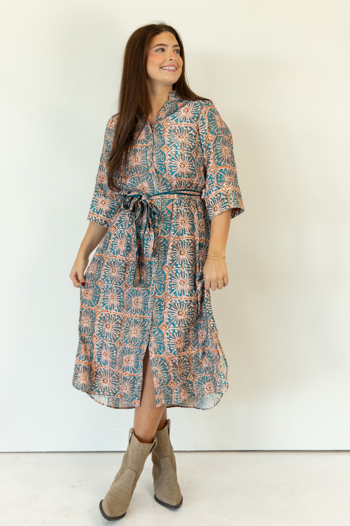 Lea Tie Waist Midi Dress