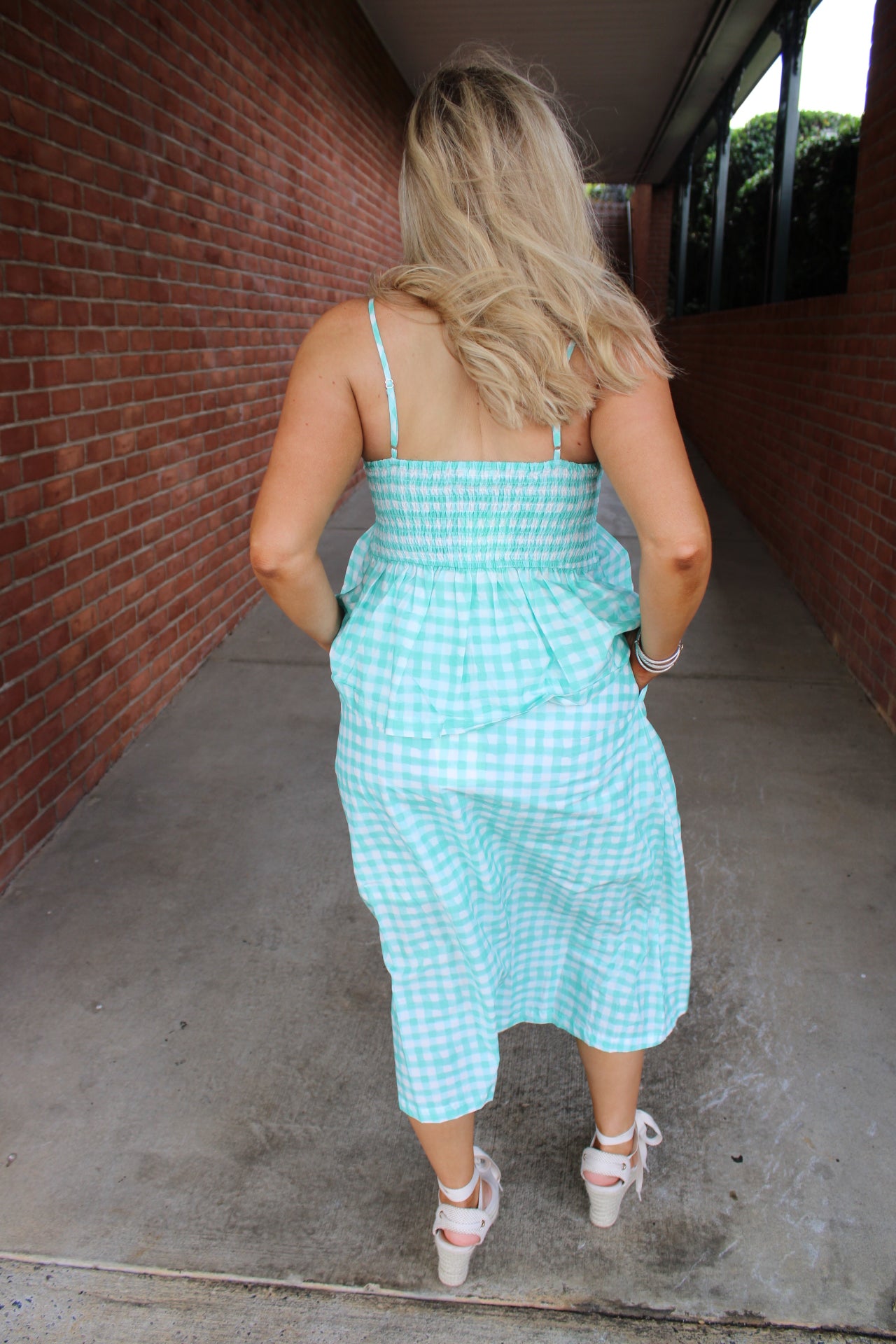 Watercolor Windowpane Midi Skirt