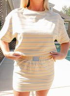 Harper Striped Boxy Top in Yellow/Baby Blue