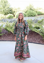 Naomi Floral Belted Button Dress