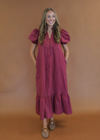 Elise Striped Maxi Dress in Plum