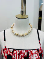 Marble Stone Cube & Ball Necklace