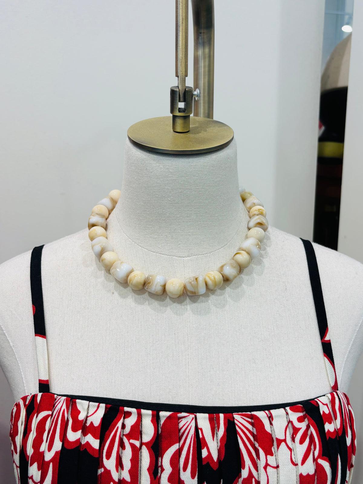 Marble Stone Cube & Ball Necklace