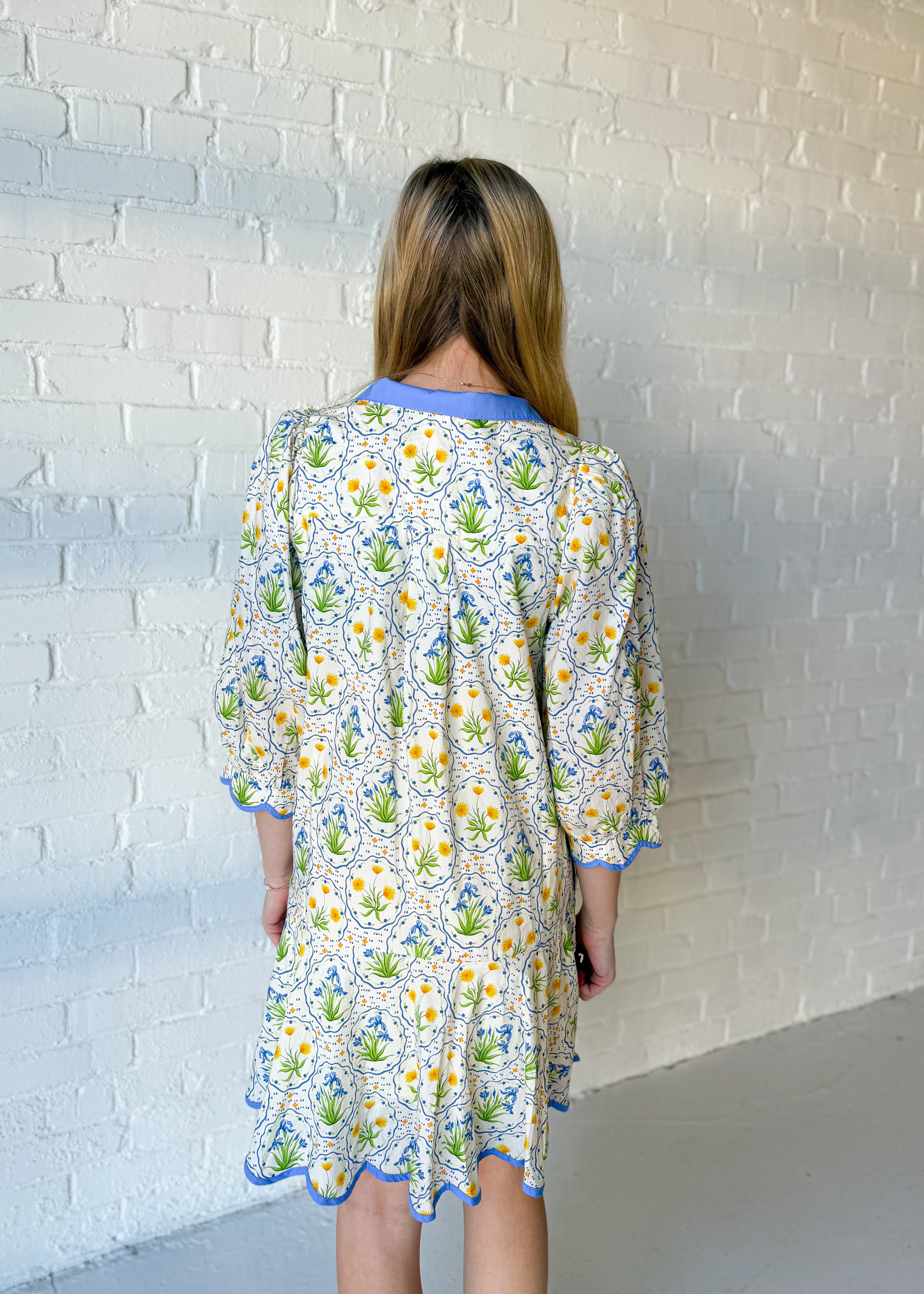 Millie Scalloped Printed Mini Dress