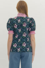 Kinsley Floral Contrast Trim Top