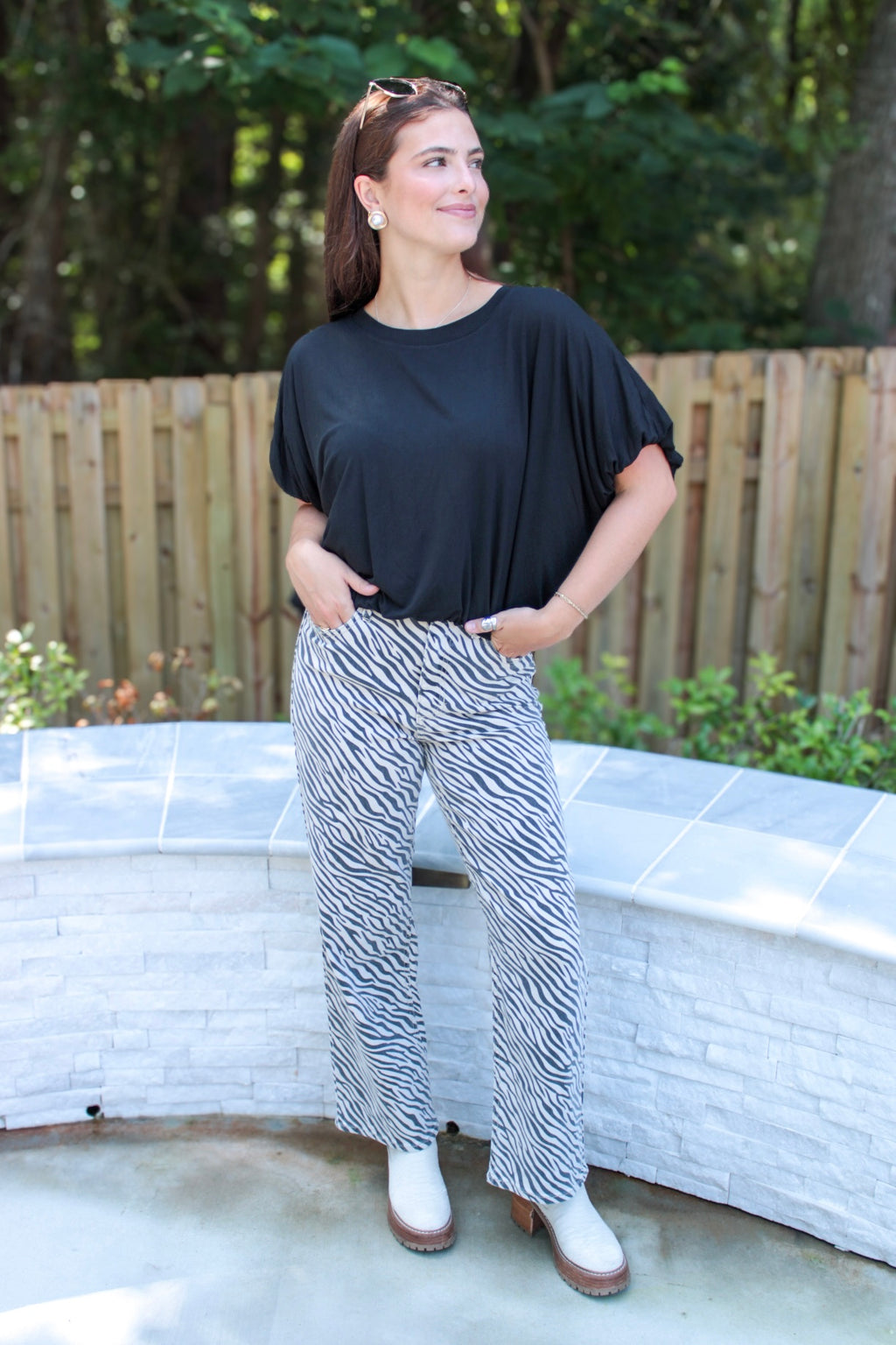 Millie Zebra Wide‑Leg Pants