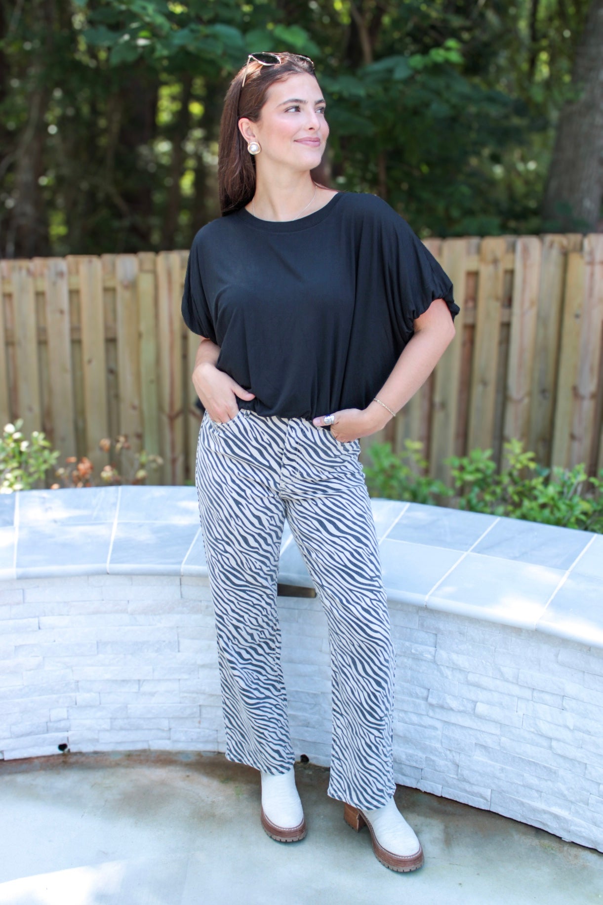 Millie Zebra Wide‑Leg Pants