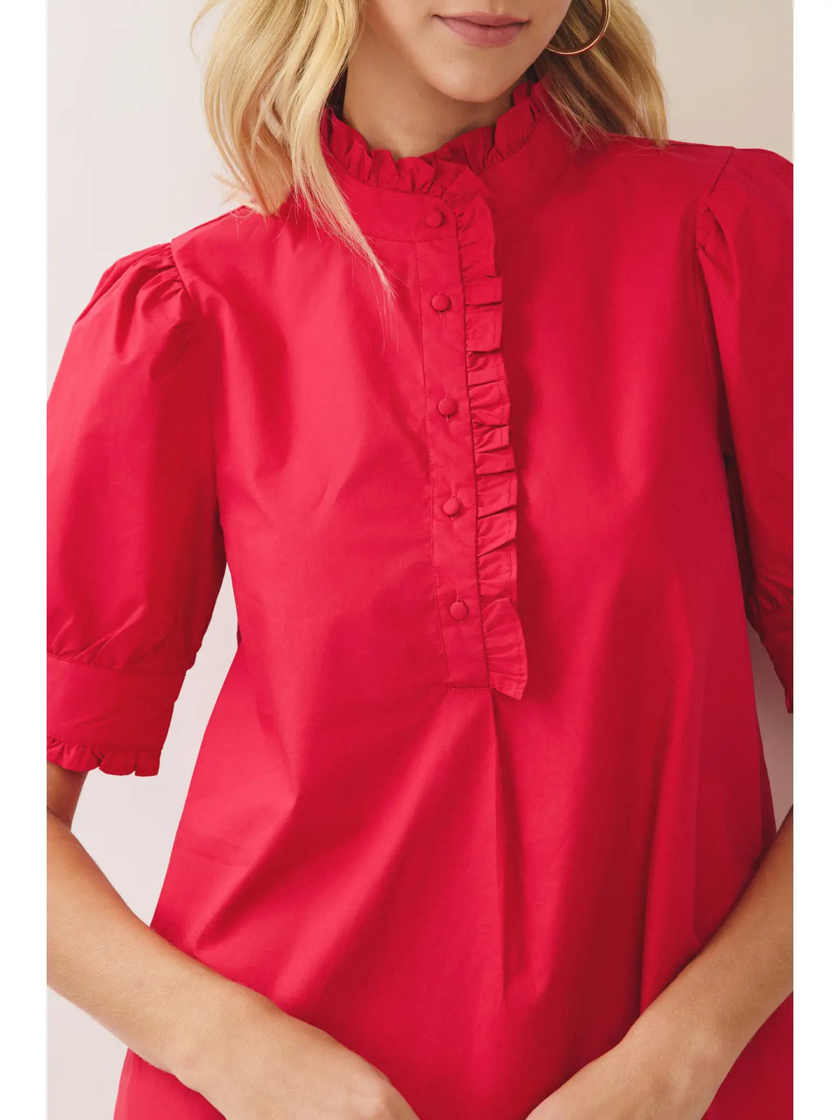 Rosa Ruffle Trim Puff Sleeve Mini Dress
