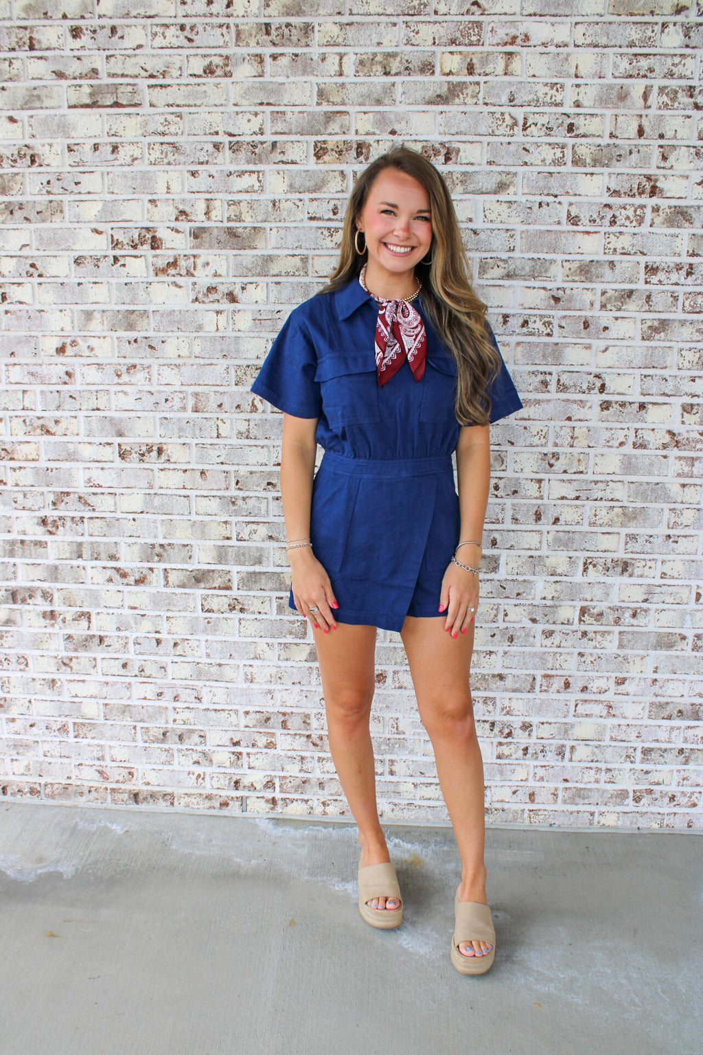 Alice Denim Romper in Navy