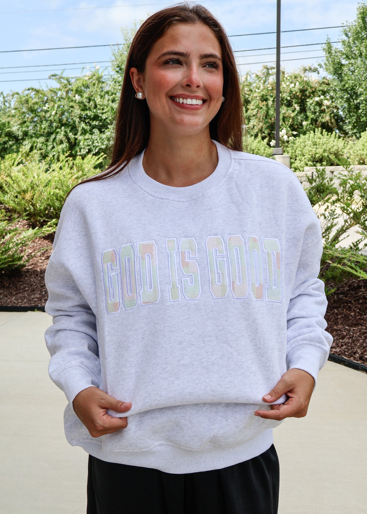 God Is Good Embroidered Sweatshirt