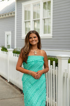 Amara Strapless Ruffled Maxi Dress