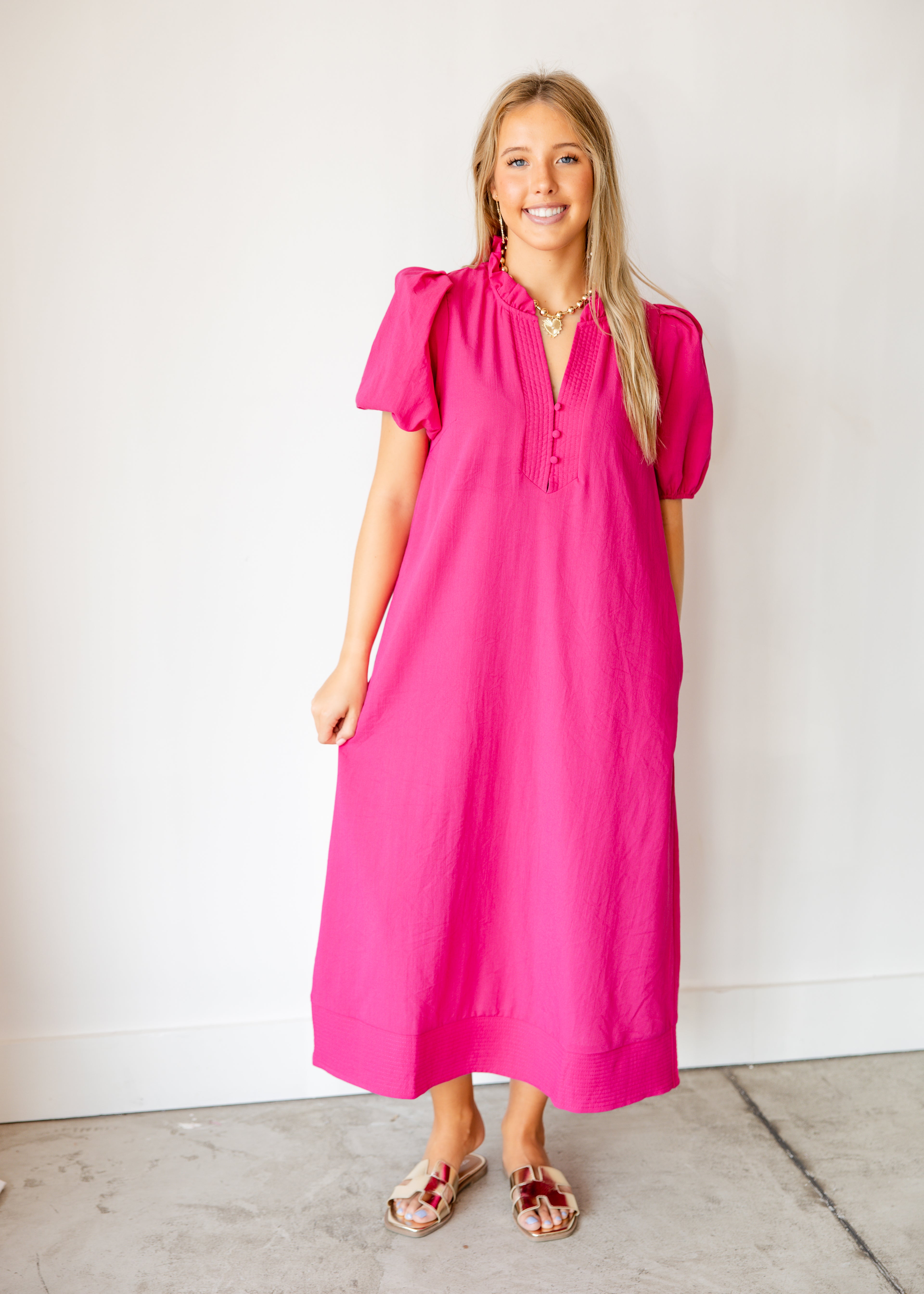 Isadora Button Front Midi Dress The Swank Company Isadora Button Front Midi Dress The Swank Company
