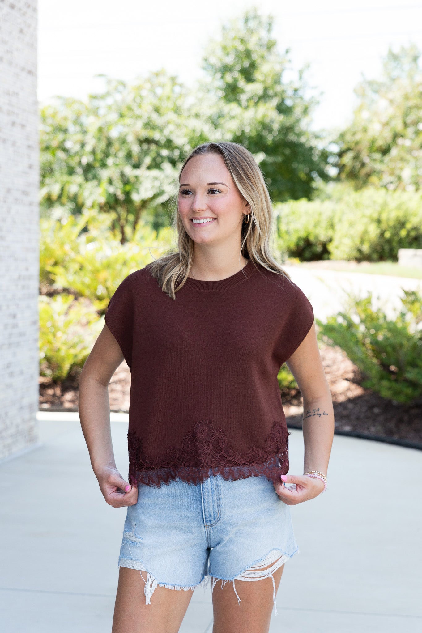 Lace Trim Boxy Tee