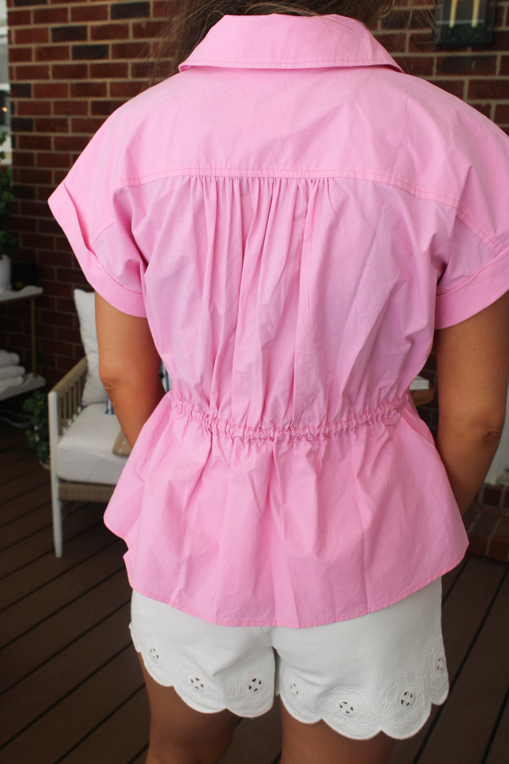 Camille Cinch Waist Button Down
