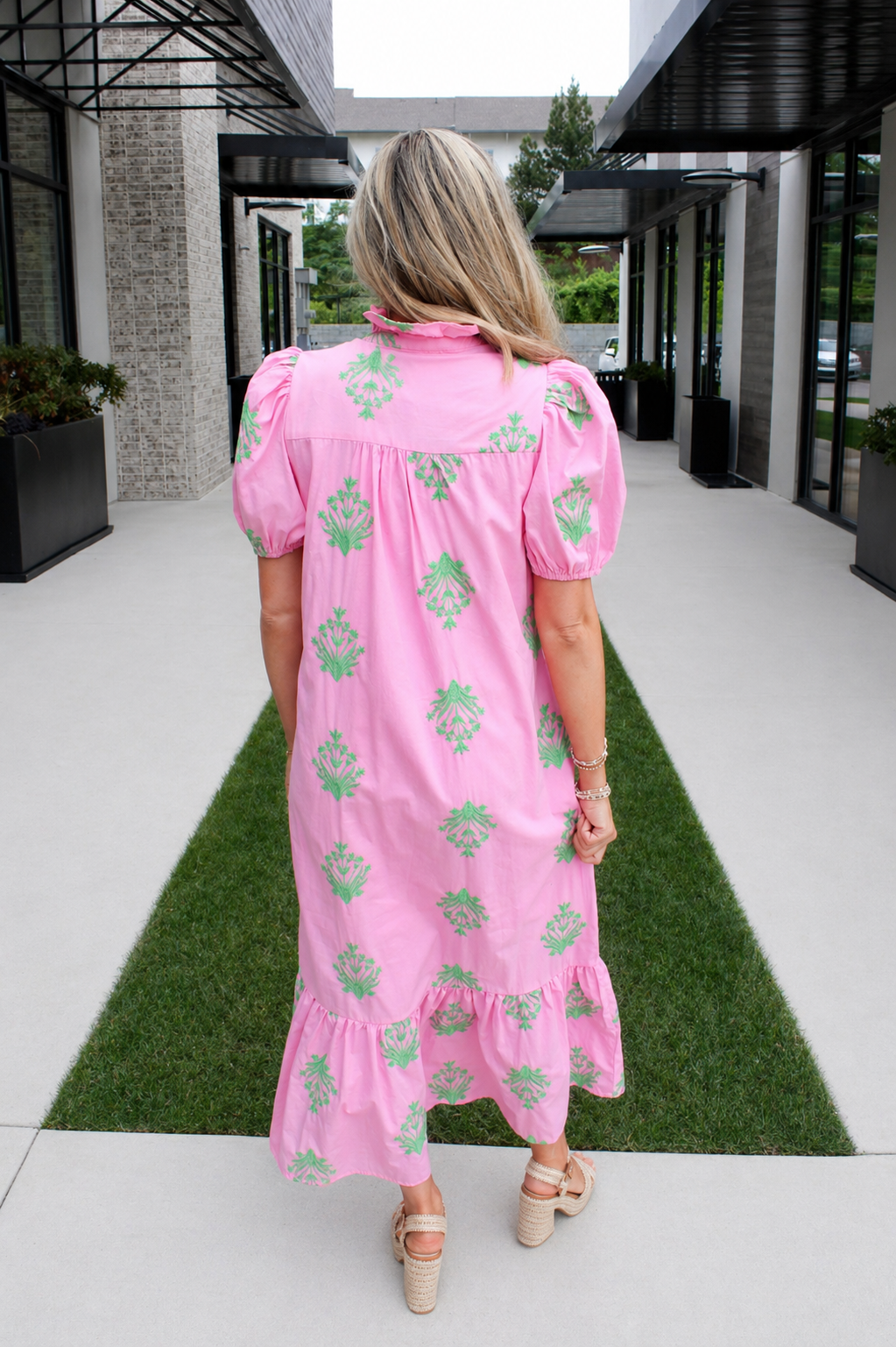 Sutton Embroidered Ruffle Midi Dress