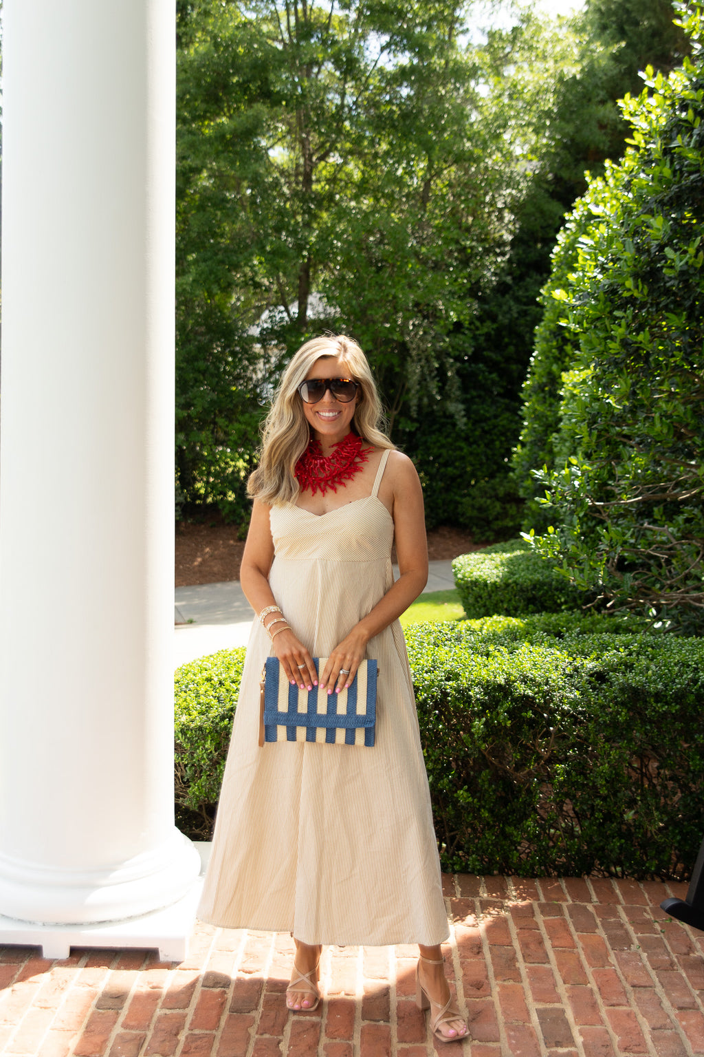 Rachel Striped Sleeveless Midi Dress