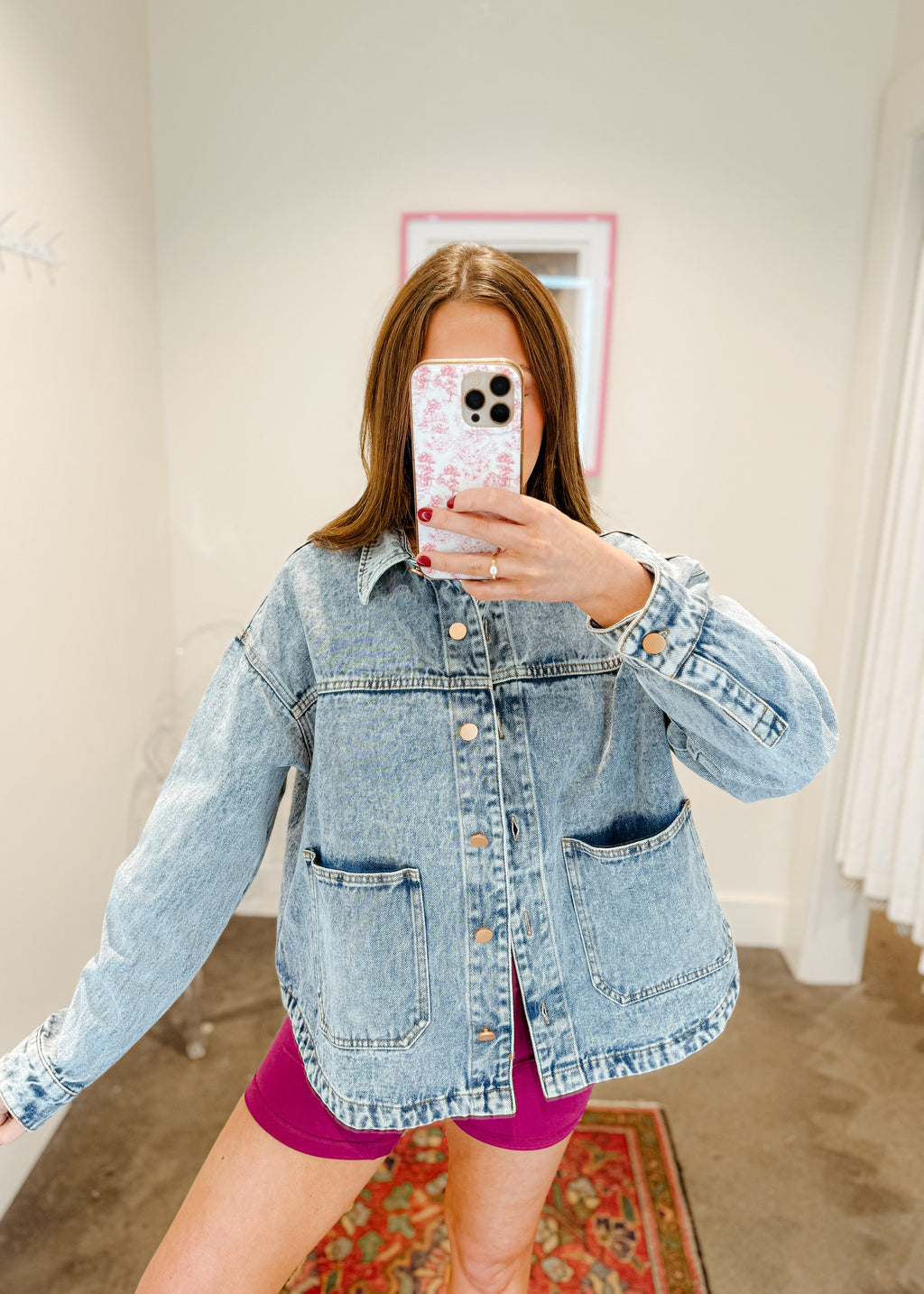 Vintage Denim Jacket with Square Pocket