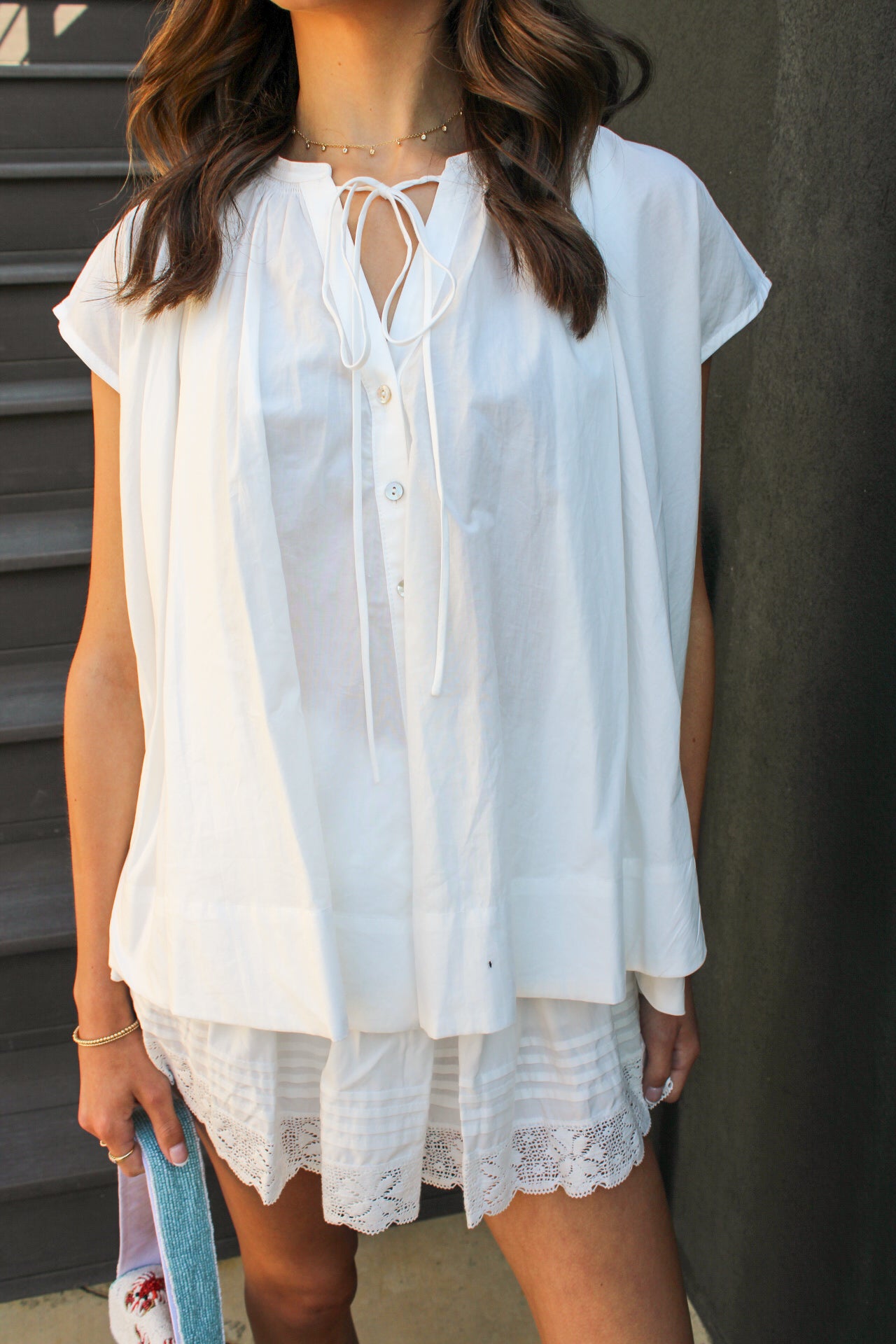 Amara Button Down Cap Sleeve Blouse