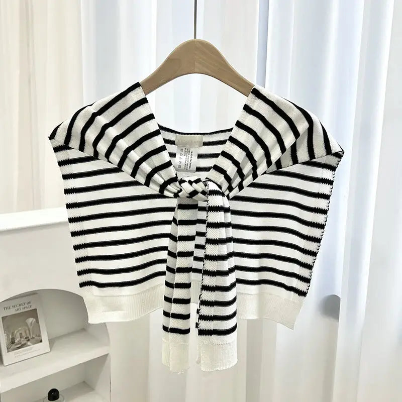 Cozy Knitted Striped Shawl Wrap