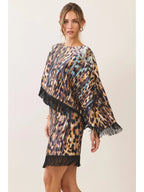 The Leopard Fringe Poncho Top
