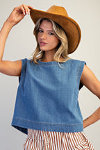 Boxy Sleeveless Denim Top