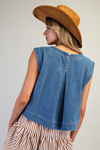 Boxy Sleeveless Denim Top