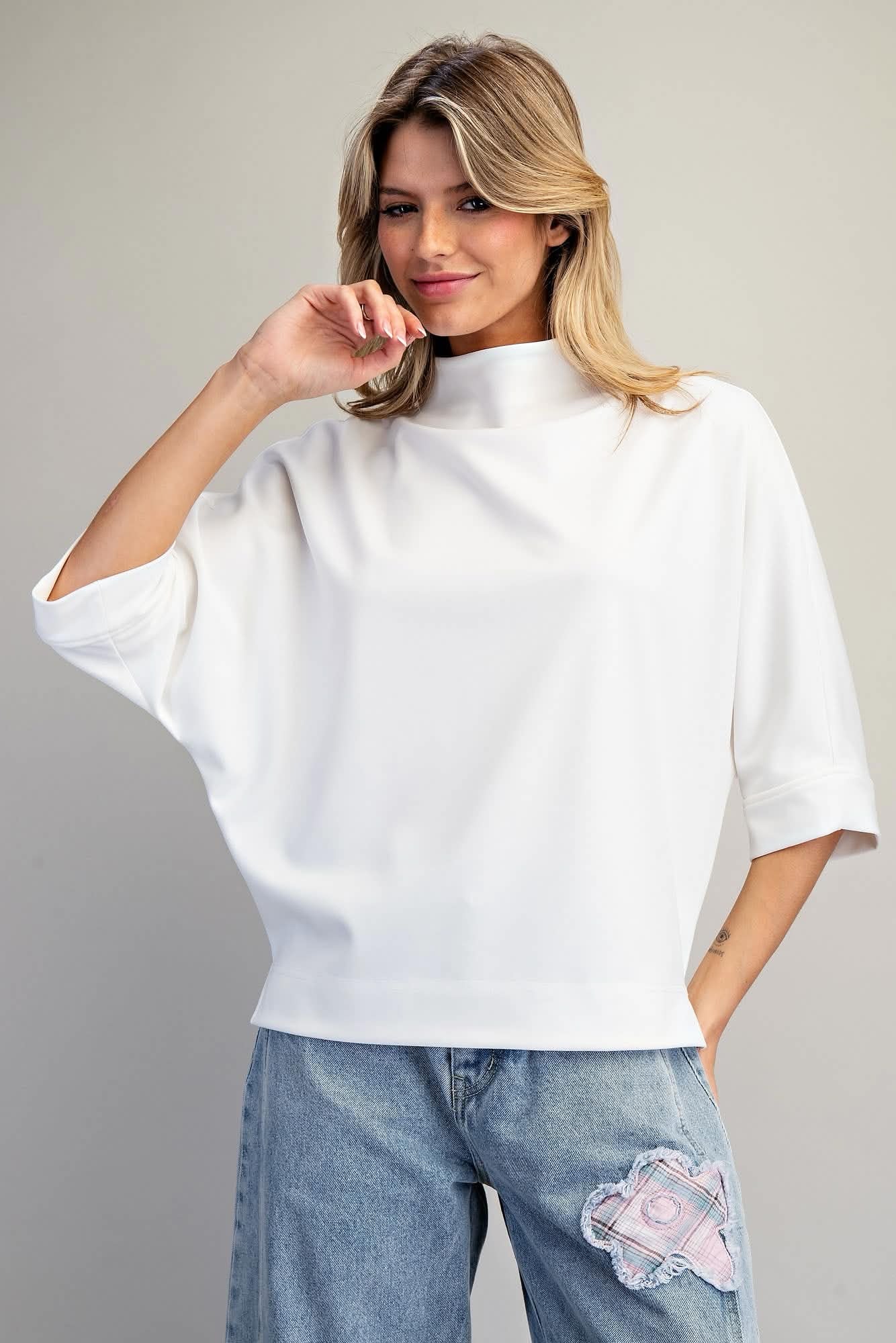Phoebe Minimalist High-Neck Blouse
