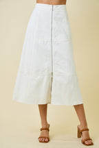 Fae Front‑Zip Midi Skirt