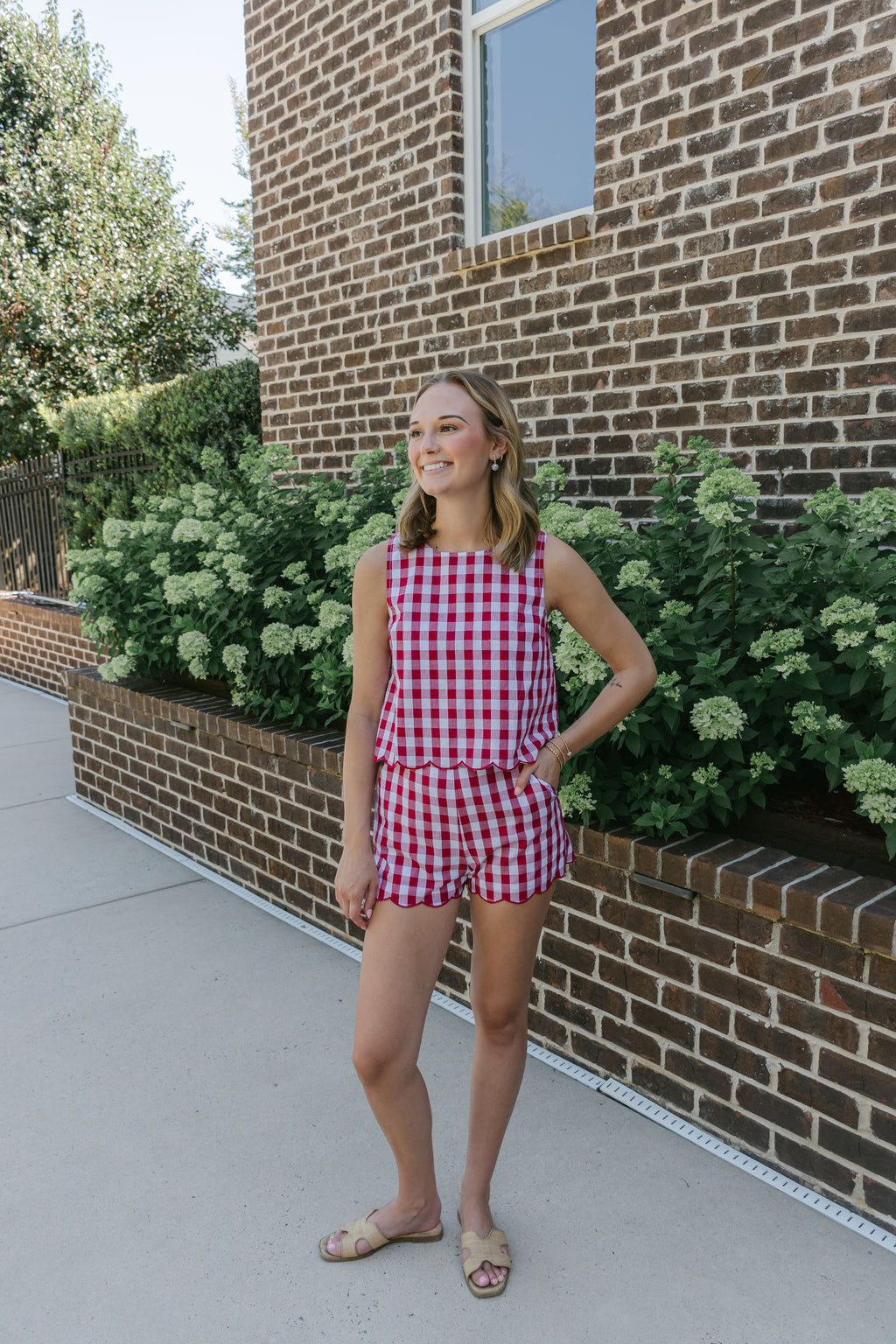 Liana Gingham Scalloped Shorts