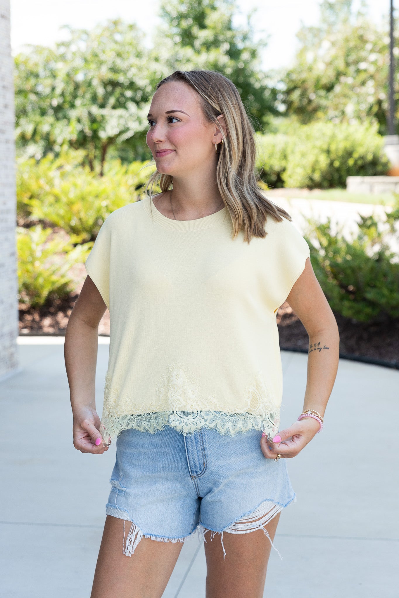 Lace Trim Boxy Tee